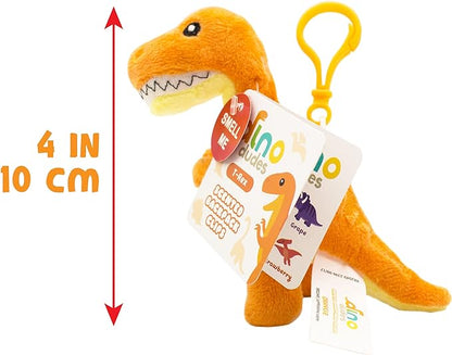 Dino Dudes Backpack Buddies - Orange T-Rex Scented Plush Toy Clips